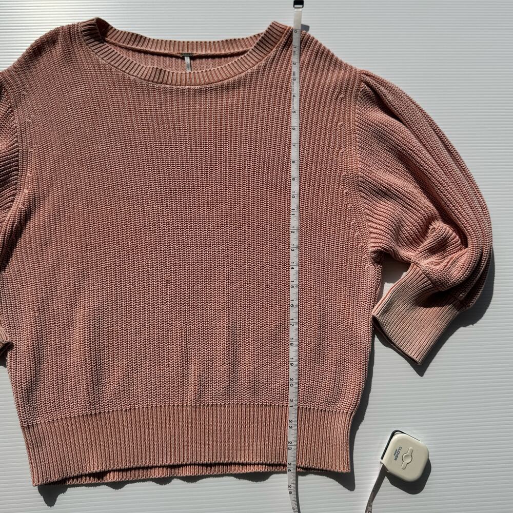 YFB Young Fabulous Broke Knit Sweater Apricot Pink Balloon Sleeve Women’s Medium - Picture 6 of 16